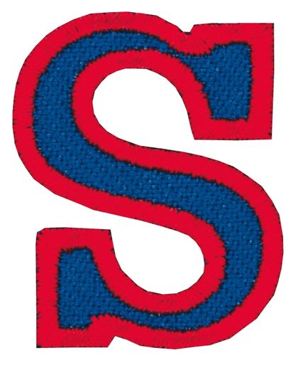 Nažehľovacie vyšívané písmenko S - modré výška 3 cm